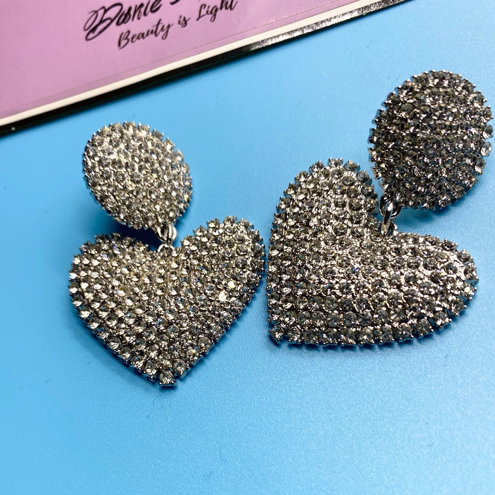 Diamond Doll Heart Drop Earrings Brand New